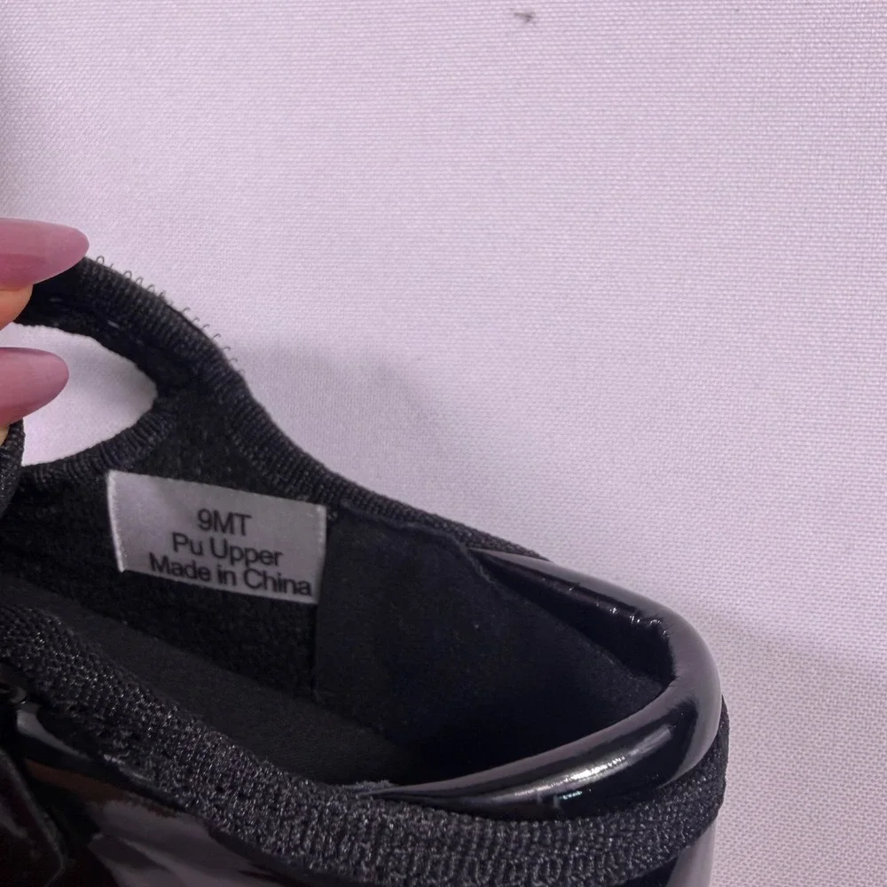 Girls Black Patent Tap Shoes Mary Jane Dance Performance Size 9MT Hook and Loop